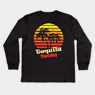 Tequila Tuesday 80s Sunset Kids Long Sleeve T-Shirt